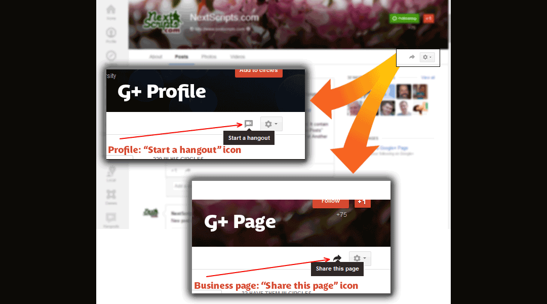 Google+ New Interface – How to distinguish profile from business page
